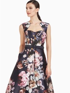 Kay Unger New York Arielle Belted Floral Midi Dress